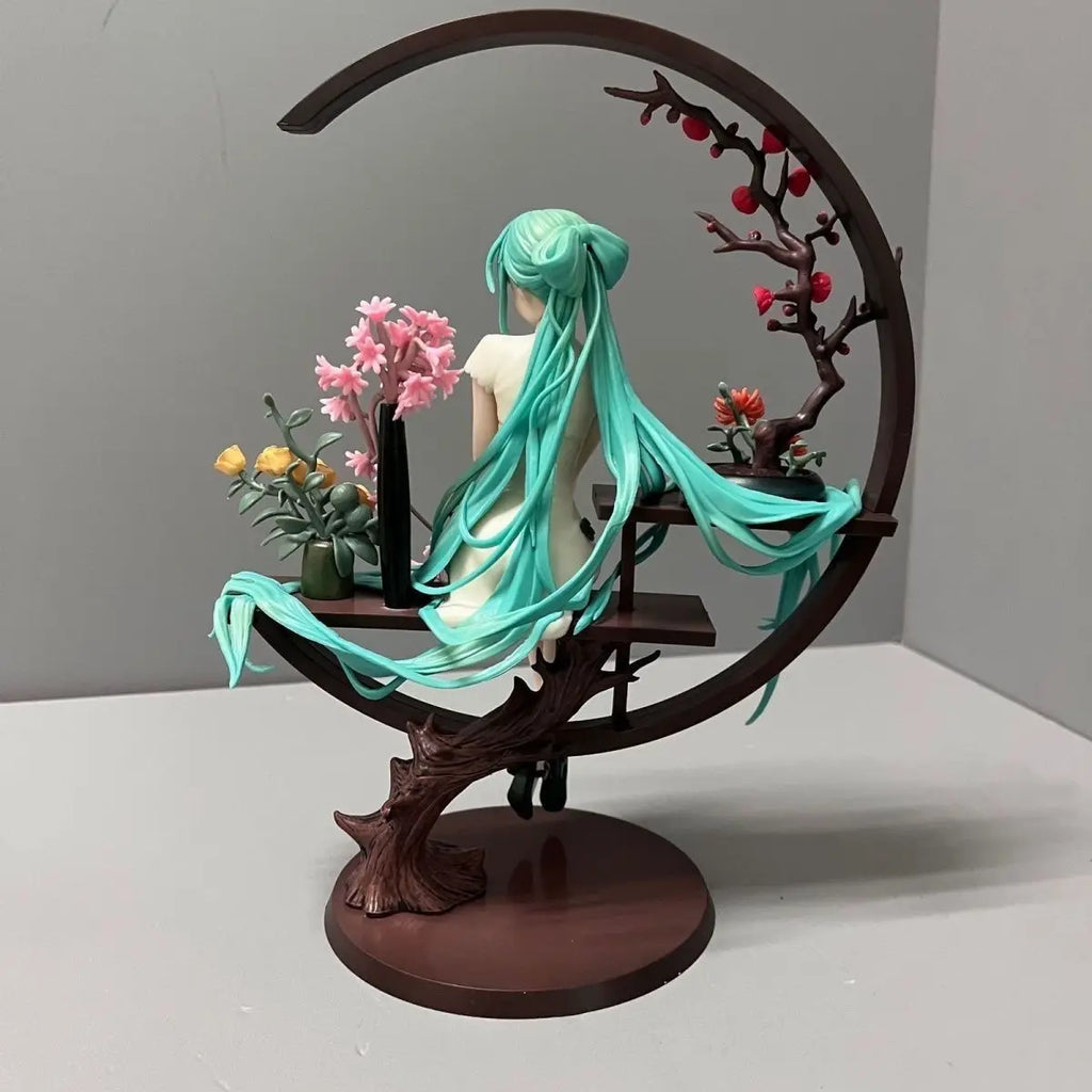 Hatsune Miku Anime Figure 25cm Cheongsam Miku Figure Sitting PVC Models Statue Collectible Toy Decoration Doll Kid Birthday Gift