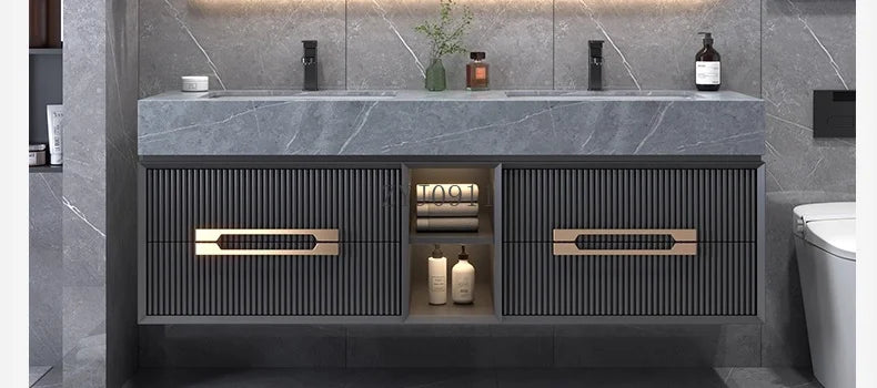 Hot Sale Best Quality Bathroom Double Sink rock stone  Vanity Luxury Bathroom Cabinet