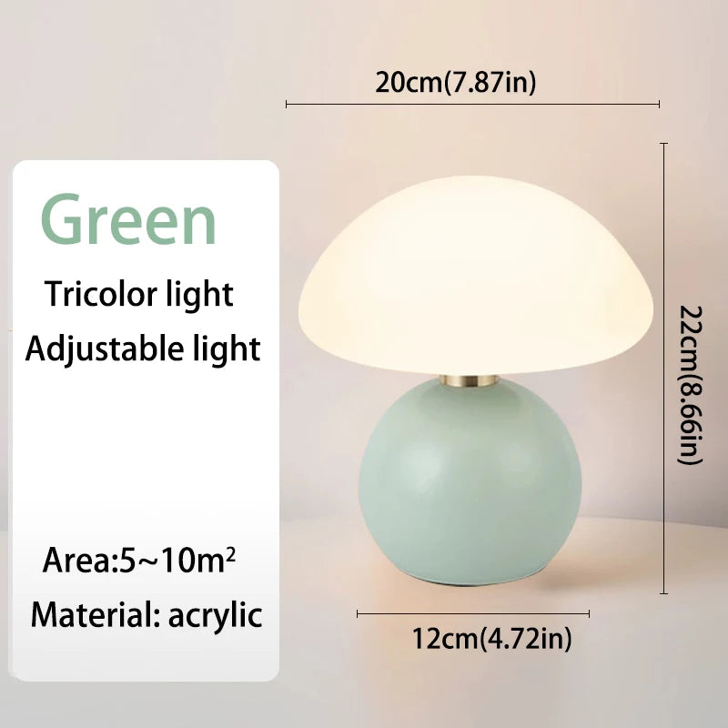 Mushroom pink/yellow/red/white/green USB socket table lamp Lighting decorative for bedside bedroom lamp,Night light,Desk light