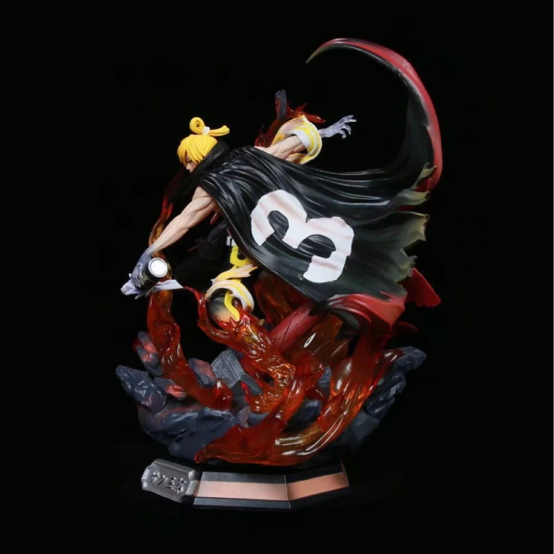 36cm One Piece Wano Country Vinsmoke Sanji Gk Statue Double Head Sculpt Led Light Up Collectible Model Desktop Decoration Gift