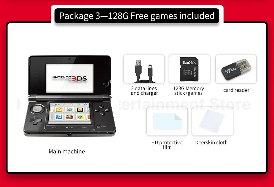 Original 3DS 3DSXL 3DSLL Spielkonsole Handheld-Spielkonsole Kostenlose Spiele für Nintendo 3DS Tragen Sie 128 GB mit Tausenden von Spielen