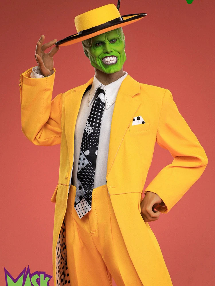 DARK TOYS DTM008 1/6 Green Head The Mask Jim Carrey Action Figure Collection Yellow Tuxedo Suit Cloth 12" Full Set Male Soldier