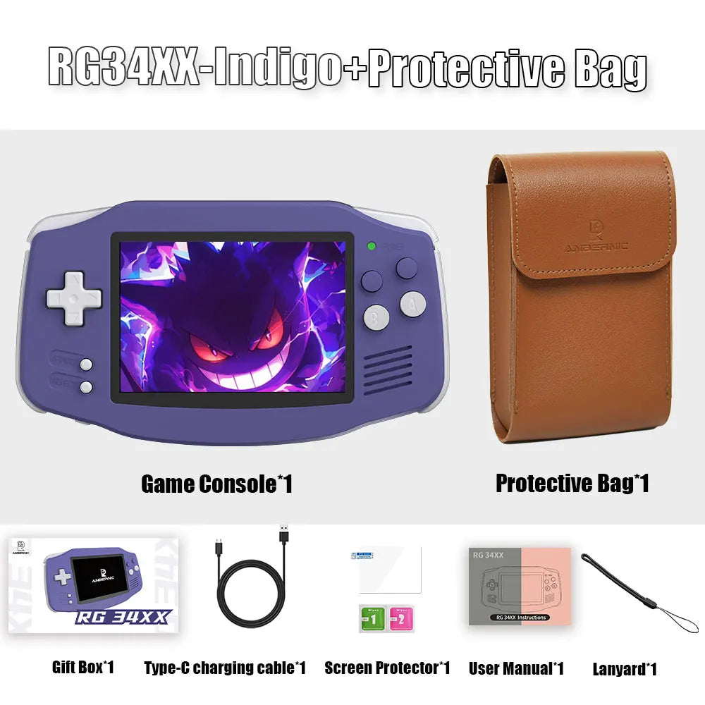 ANBERNIC NEW RG34XX Retro Game Console With 32G TF Card Portable Gaming Console 3.4 Inch IPS Screen 3500mAh Battery HDMI-Out