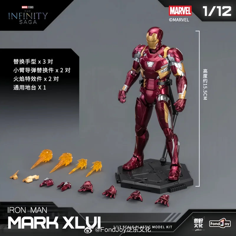 2025 New Original Fondjoy Iron Man MK45 Model Kit 1/12 Infinity Saga Ironman Assembly ABS Joint Movable Kid Toy Customized Gifts