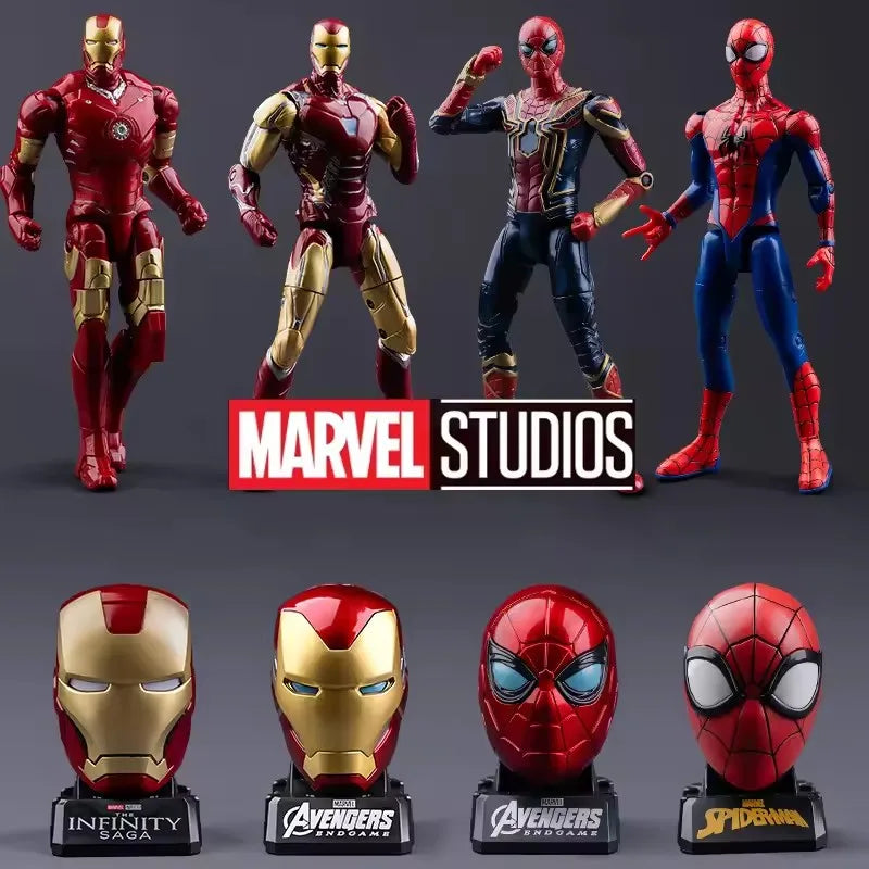 Marvel Iron Man Head Shaped Statue Deformable Toy Action Figure Spider-Man Joints Mobility Model Doll Kids educational Toys