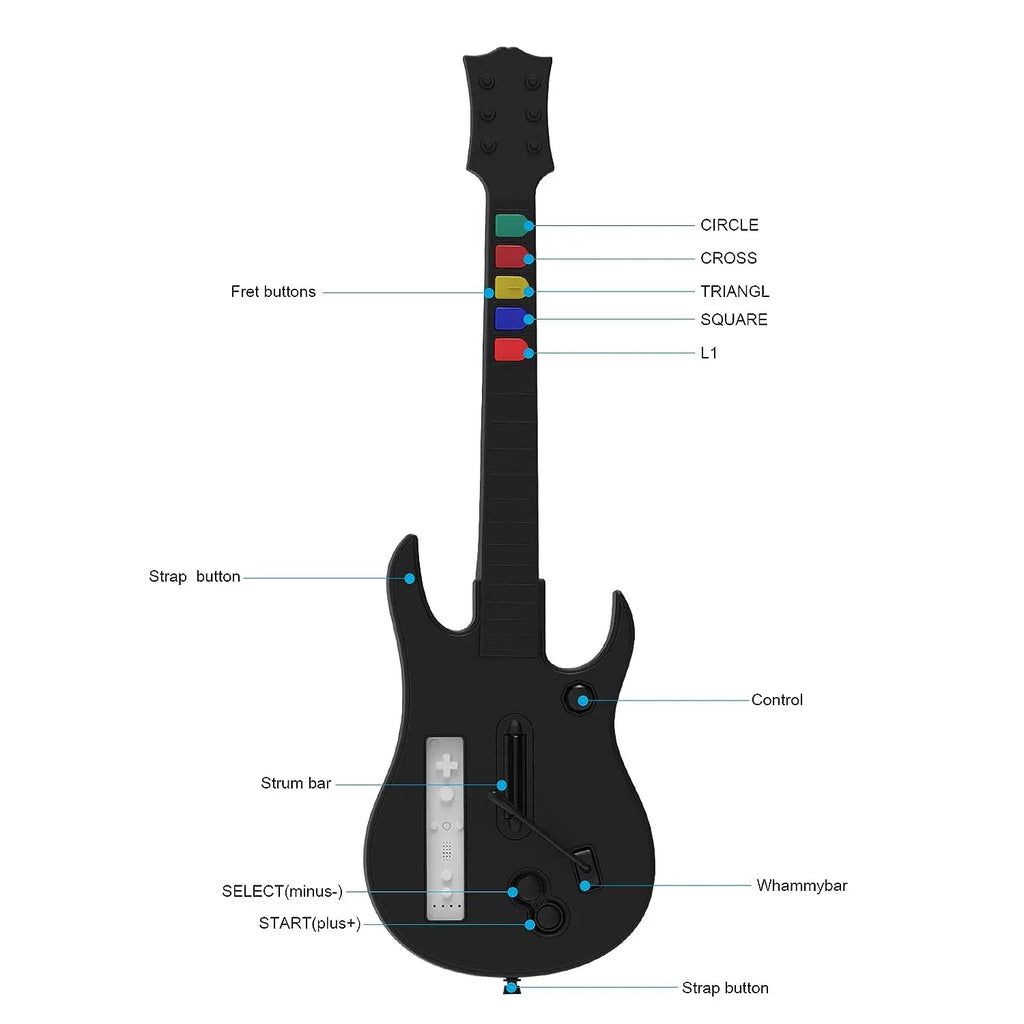 DOYO Wii Guitar Hero, Wireless Guitar for Wii Guitar Hero and Rock Band Games, Compatible with All Guitar Hero games, Rock Band