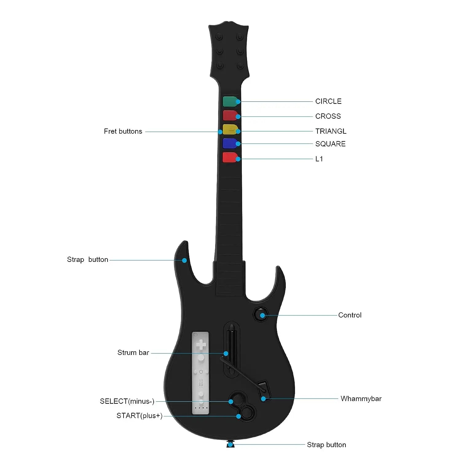 DOYO Wii Guitar Hero, Wireless Guitar for Wii Guitar Hero and Rock Band Games, Compatible with All Guitar Hero games, Rock Band