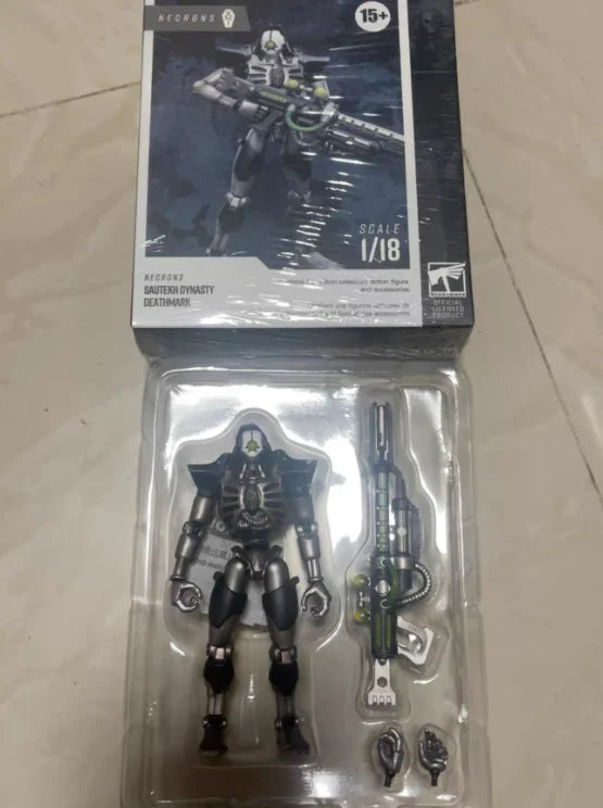 【SF】JOYTOY 1/18 Action Figure Necrons Sautekh Dynasty Deathmark lmmortal with Gauss Blaster Carbine Model Toys Gifts
