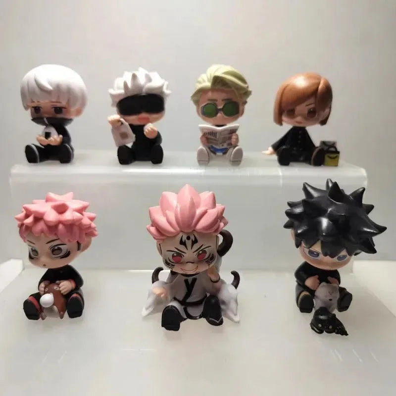 7pcs Q Version Jujutsu Kaisen Anime Figure Gojo Satoru Kugisaki Nobara Kawaii Model  Desktop Ornament Figurine Children Toy Gift