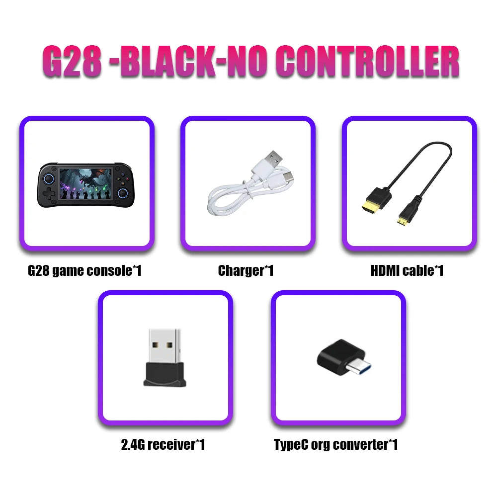 New 64G G28 Handheld Retro Game Console EmuELEC 4.7 OS Portable Game Player with 21000+ Games for PS1/PSP/FC/NES/SS/N64/GB/MD