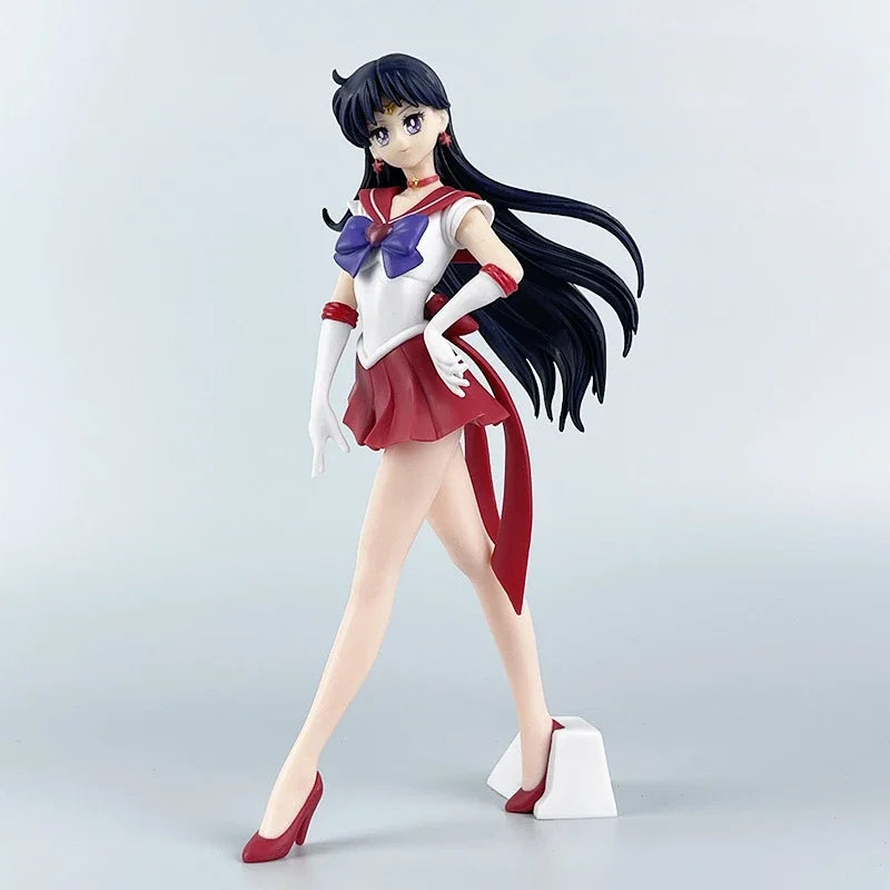 22cm Anime Sailor Moon Figure Sailor Mars Sailor Mercury Action Figures Hand Made Toys Kawaii Model Doll Ornaments Kids Gifts