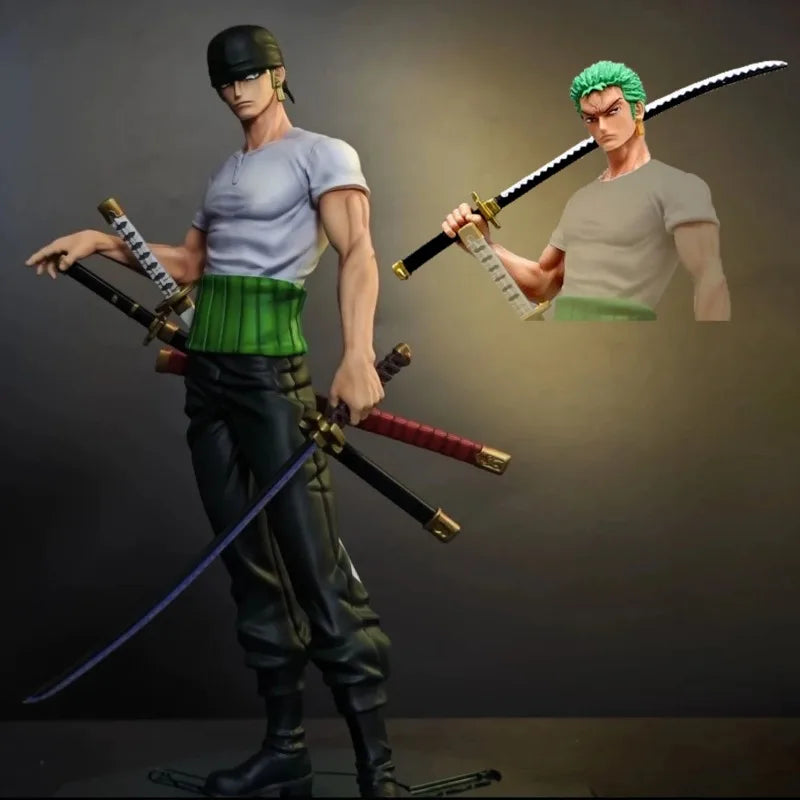 Bandai Anime One Piece Action Roronoa Zoro Doll Model Figure PVC Statue Collectible Toys Children's Gifts Desktop Ornaments 25cm