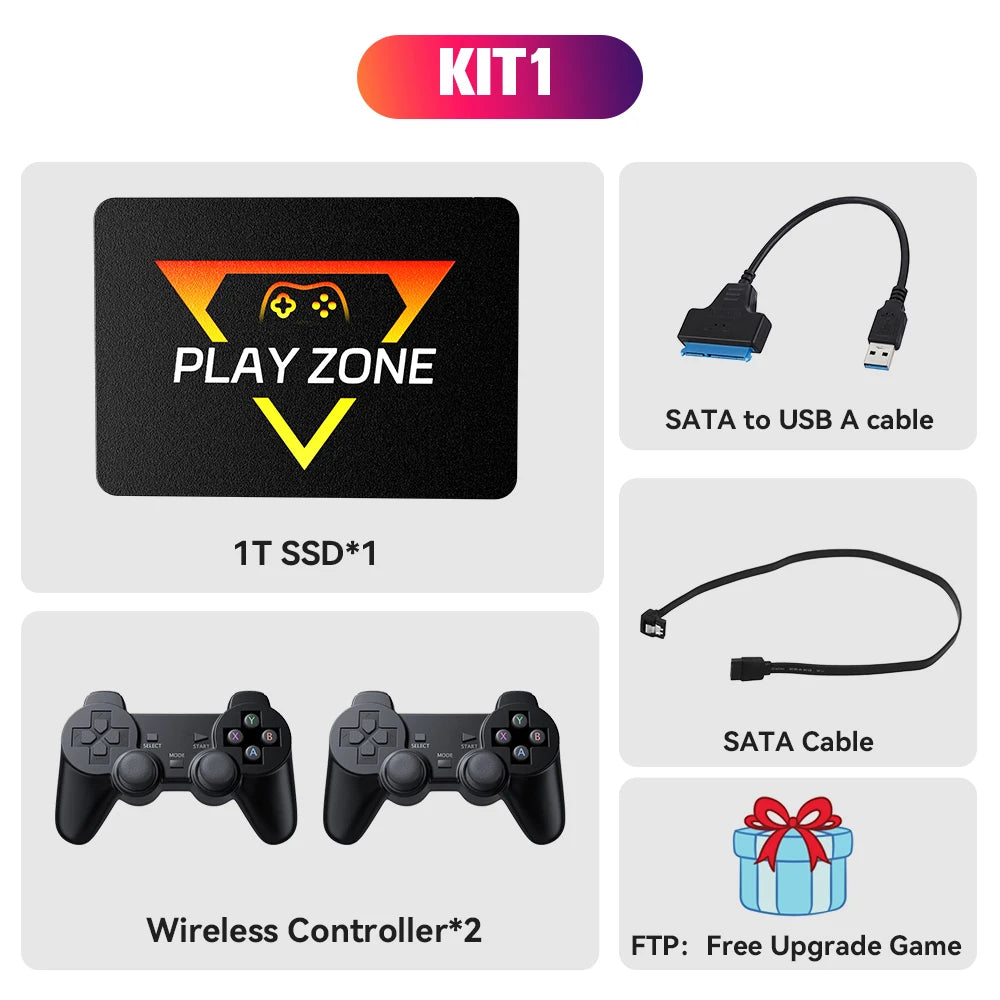 Portable Retro Gaming SSD 80+Emulators for PS5/PS4/PS3/PS2/XBOX One/SWITCH/WII/DC 16191 Games Launchbox＆Retrobat＆Playnite for PC