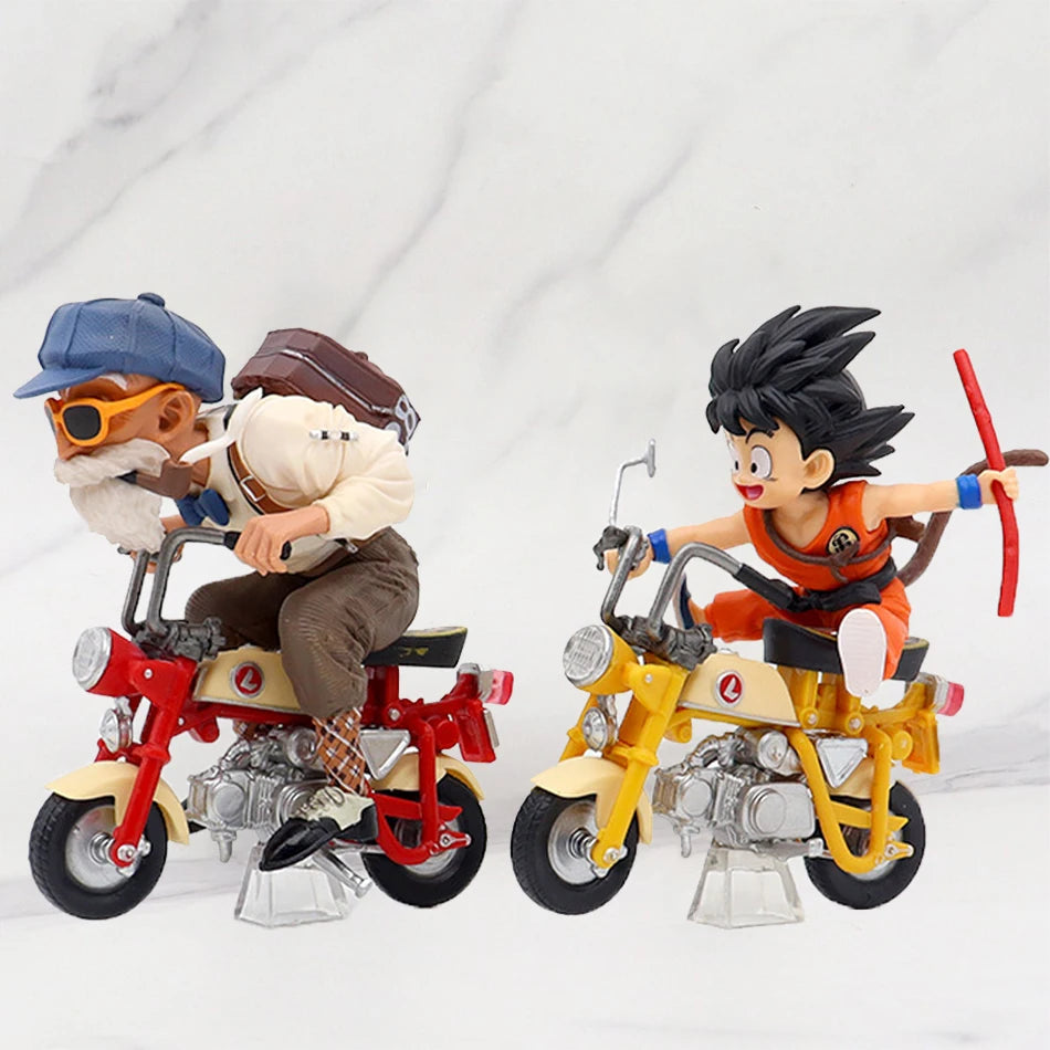HOT 13cm Dragon Ball Z Anime Figure Son Goku Master Roshi Locomotives PVC Action Kame Sennin Motorcycle Toys for Children gitfs