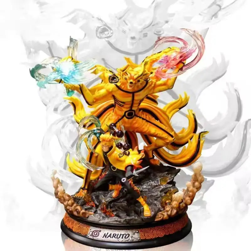 Gk Naruto Shippuden Anime 35 Cm Action Figure - Kurama Chakra Mode With Sasuke Itachi Statue Collection Toy Kyuubi Figma