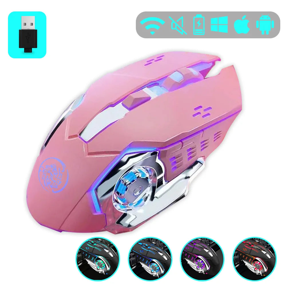 Gaming-Maus, 2,4 G Bluetooth, kabellose, wiederaufladbare Maus für Laptop, RGB-Hintergrundbeleuchtung, mechanische E-Sport-Maus für PC-Computer-Gamer