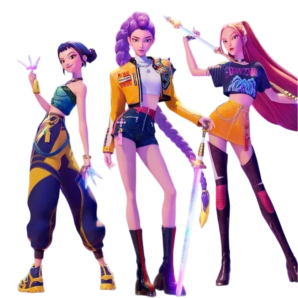 K-pop фигурка на ловци на демони, K-pop фигурки на ловци на демони, фигурки на Huntrix, играчка Derpys, тигър, Руми, Мира, Зоуи, Съси, фигурка, орнамент.