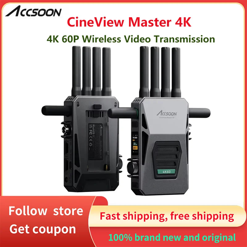 ACCSOON CineView Master 4K 2,4 GHz Drahtlose Videoübertragung 25 ms Latenz mit 8K-Funktionen DFS Simultandolmetschen