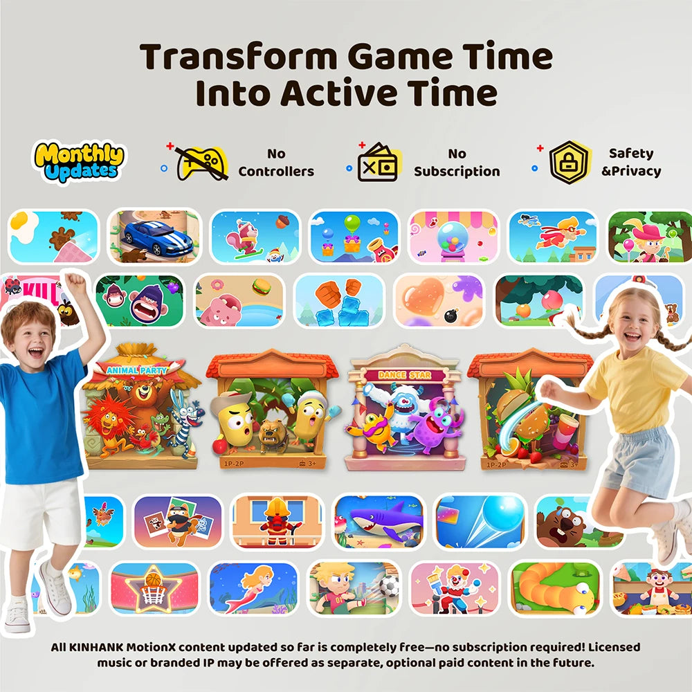 KINHANK MotionX Video Game Consoles with 30+Games for Kids & Families,Continuous Updates,Plug & Play Indoor Active Play System