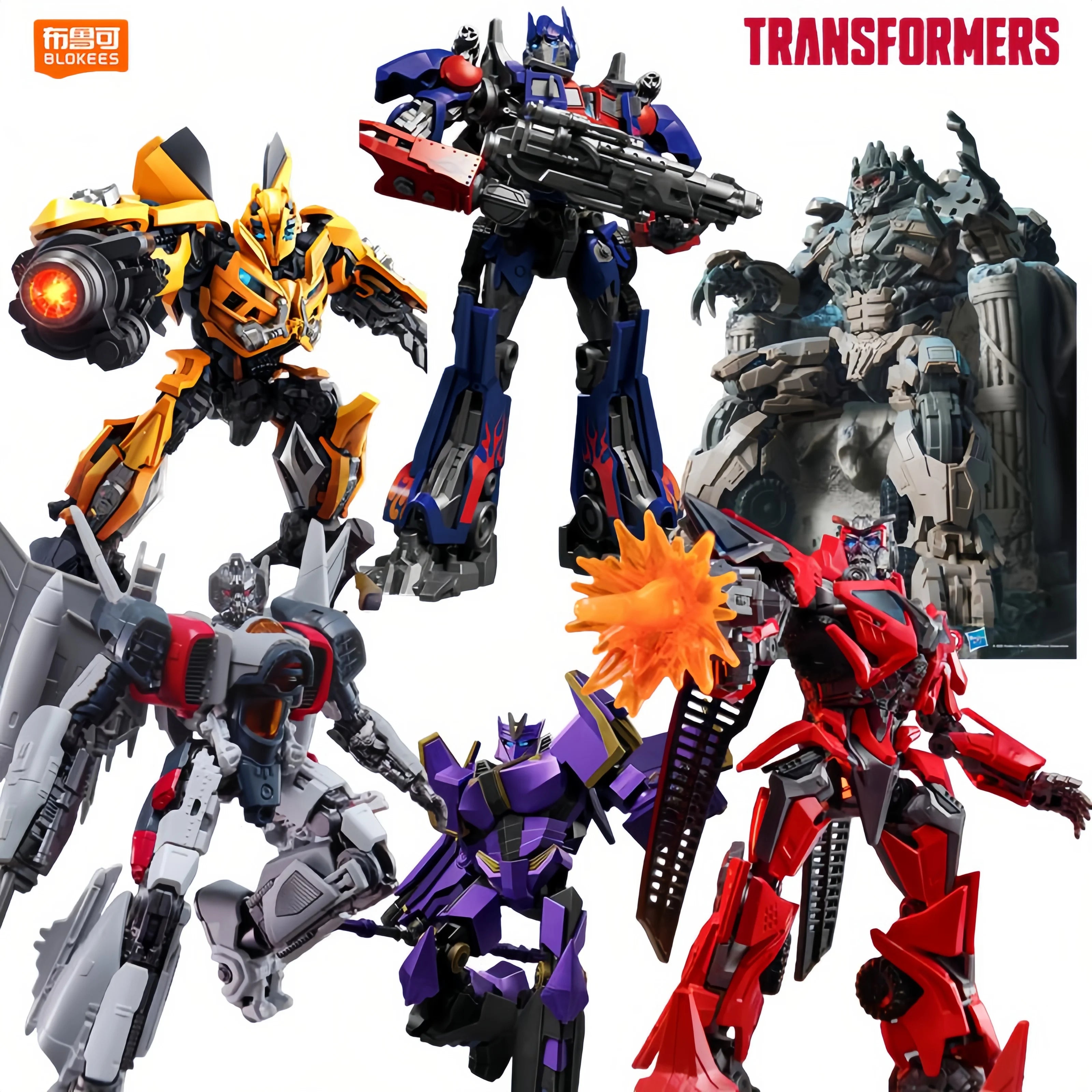 BLOKEES Transformers Optimus Prime Season 3 Sentinel Prime Blitzwing Bumblebee Megatron Garage Kit Action Figure Collect Toys