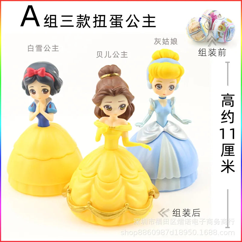 3pcs/set Creative Disney Princess Snow White Ariel Jasmine Cinderella Rapunzel Action Figure Toys Dolls Gift For Kids Girls
