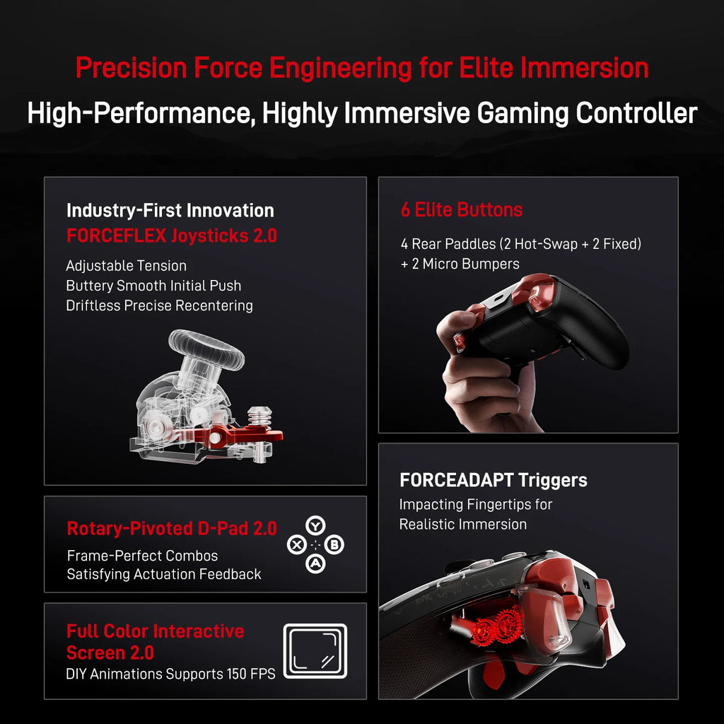 Flydigi Apex 5 Wuchang Version Wireless Force Feedback Gaming Controller with Tri-Mode Switch for PC Switch iOS Android TV