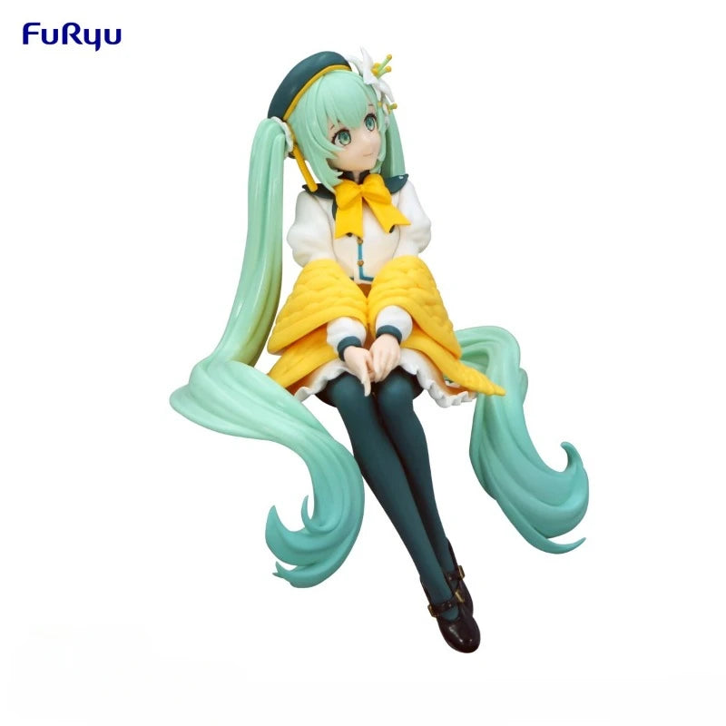 FuRyu Original Genuine Vocaloid Singer Hatsune Miku Flower Fairy Lily White Ver 14cm Noodle Stopper Model Toy Figures Xmas Gift