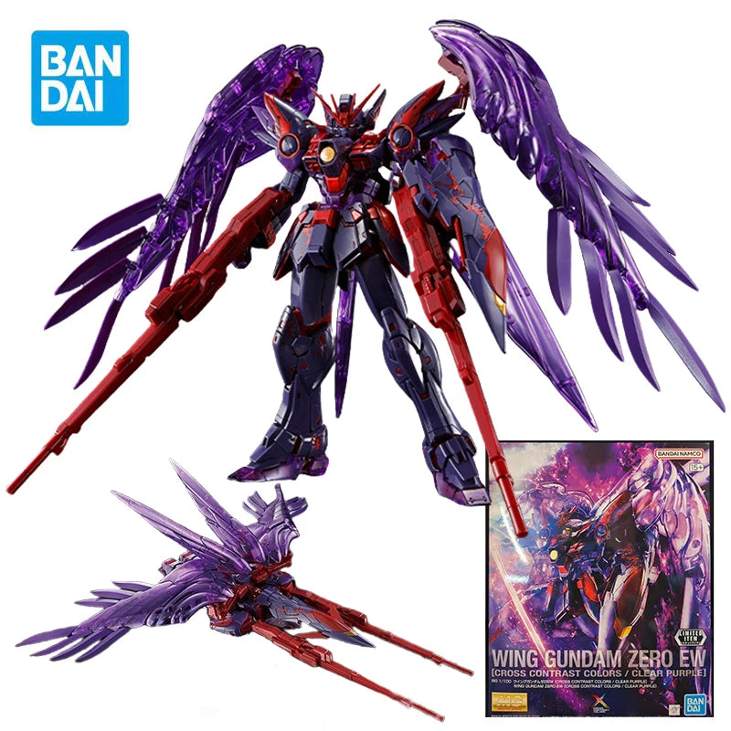 BANDAI MG 1/100 Wing Gundam Zero EW Action Figures Cross Contrast Colors Clear Purple Mobile Suit Gundam Anime Model Kit