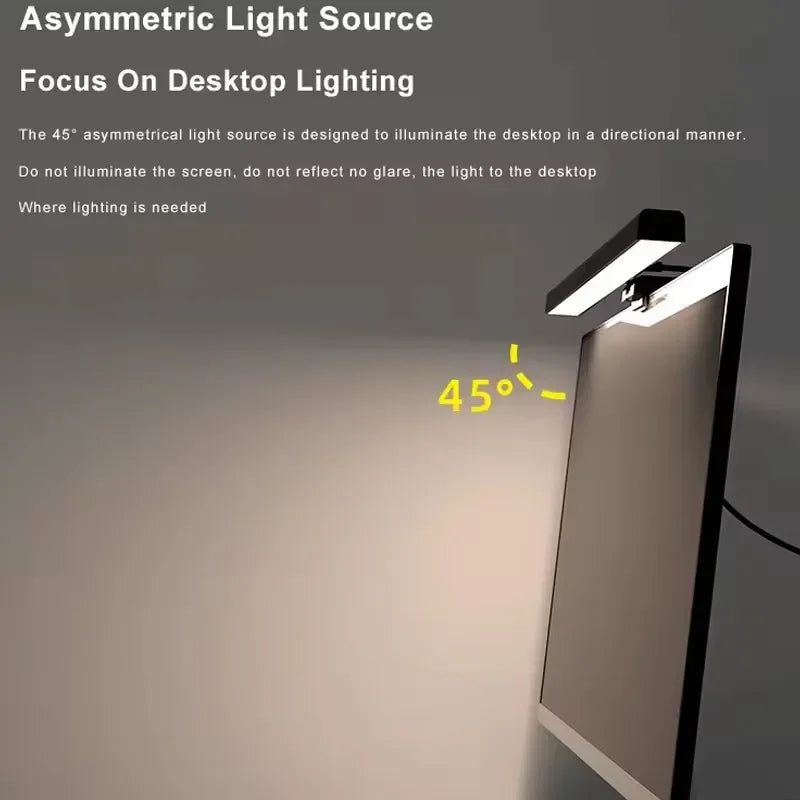 40cm PC Computer Monitor Light Bar Fit for Curved/Flat Monitor Eye-Care USB Reading LED Task Lamp Glare Dimmable for Home Office