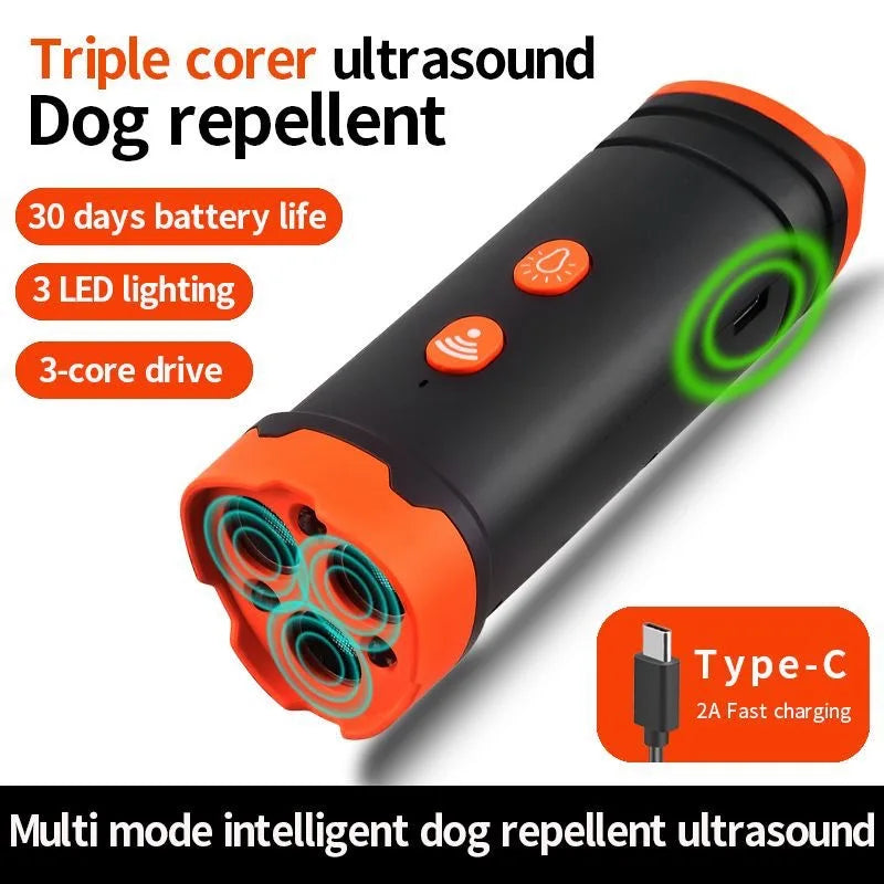Electric Handheld Anti-barking Tool Stop Barking Ultrasonic LED Dog Training Device Waterproof Dog Trainer
