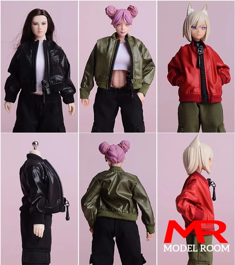 ATStory 1/12 Female Short T-shirt Zipper Jacket Clothes Model Fit 6'' SnailShell SHF ML Romankey Soldier Action Figure Body Doll