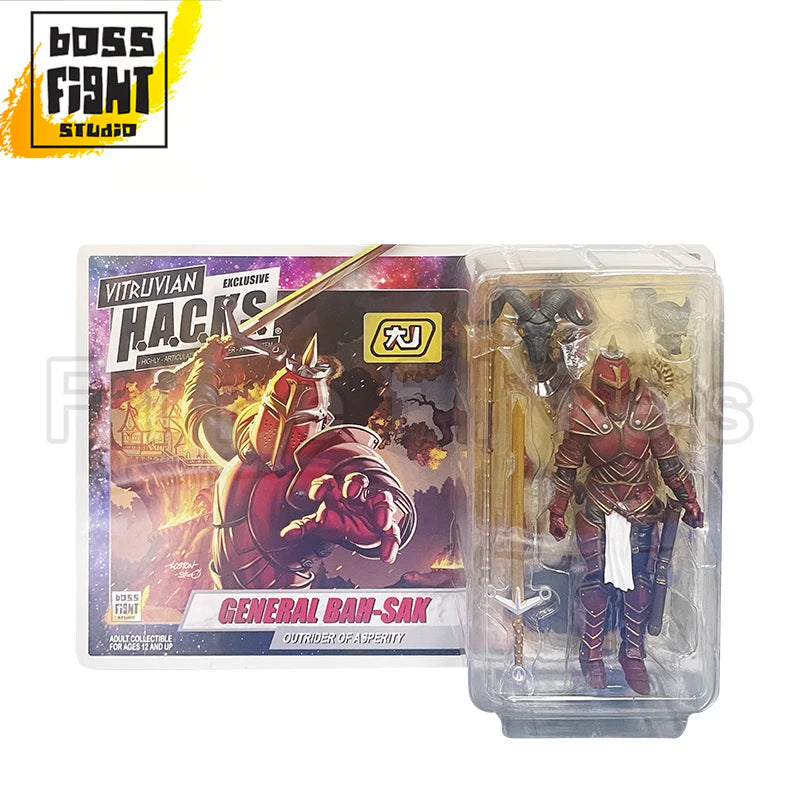 1/18 3.75inches Boss Fight Studio Action Figure Vitruvian H.A.C.K.S Series General Bah-sak Red Knight Toy
