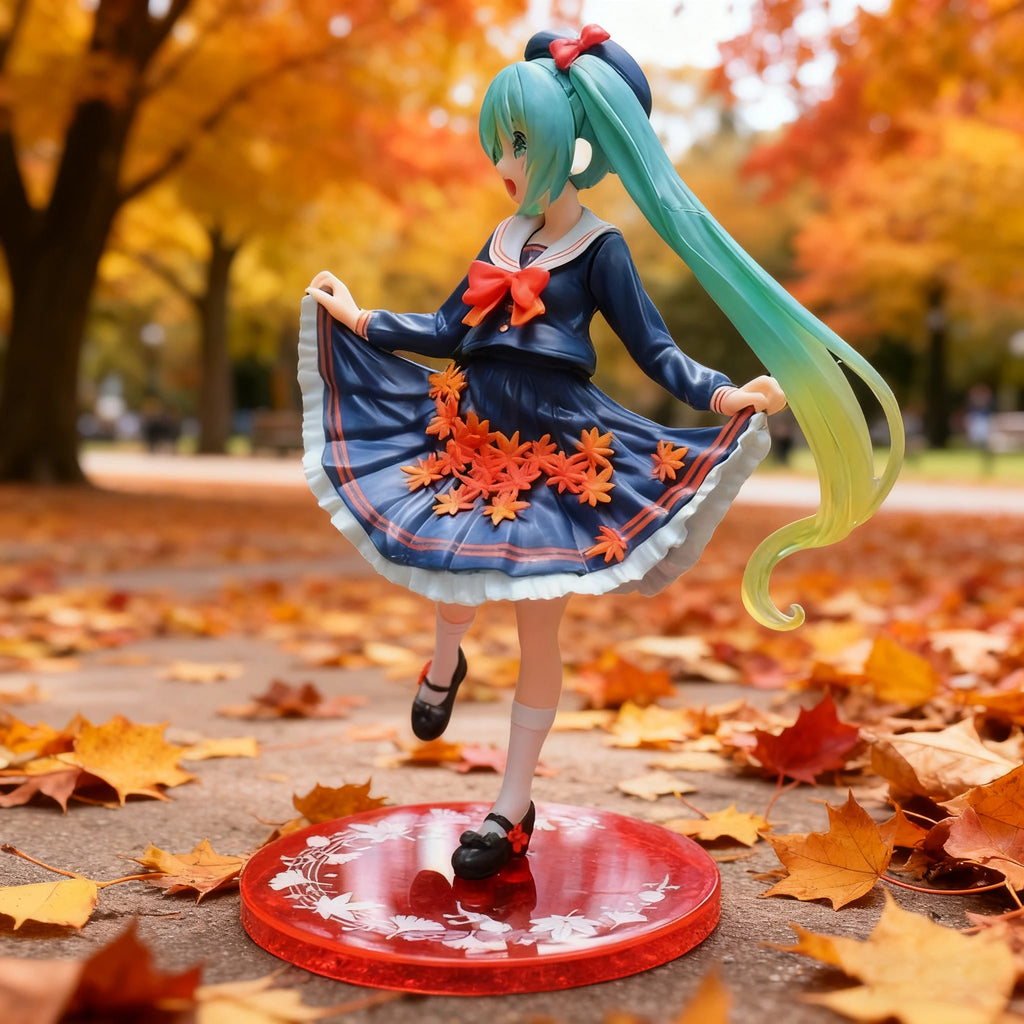 New Hatsune Miku Anime Figure Maple Leaves Seifuku Miku Beauty Girl Statue PVC Action Figurine Collectible Model Toy Gift