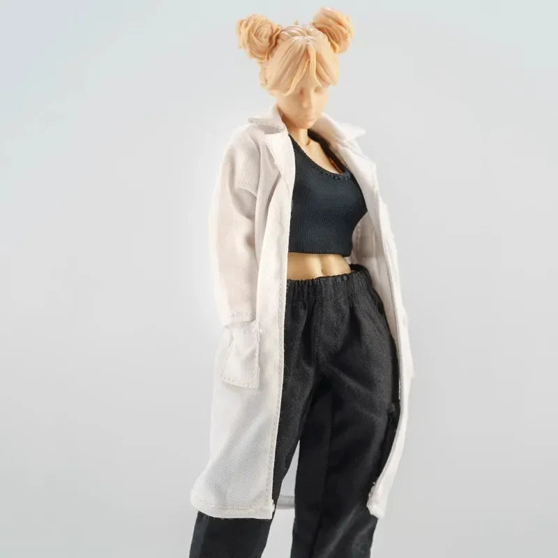 1/12 Мащабна фигурка за жени/мъжки, бяла лабораторна престилка, лекарска сестра, униформени дрехи, модел за 6-инчов войник, RomankeyGW, играчки за тяло