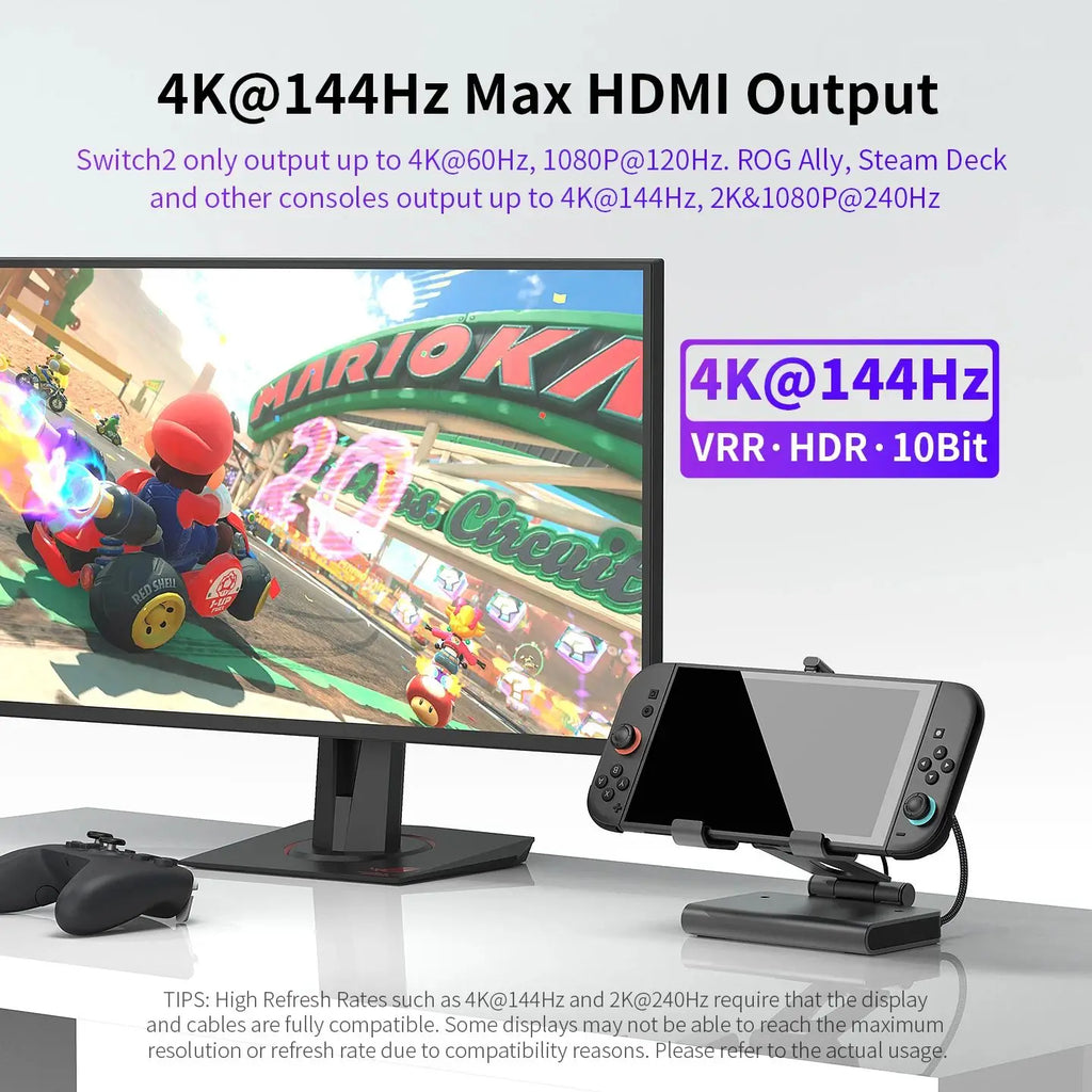 6 In 1 Rgb Dual Fans Docking Station for Rog Ally Steamdeck Game Console Dock Adjustable Height Dock Bracket with Hdmi 4K 60Hz