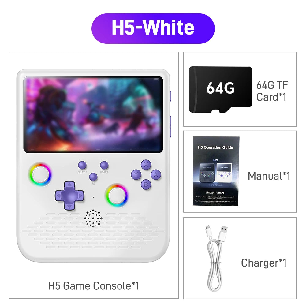 H5 Handheld Video Game Console 5-inch IPS Screen 4000mAh Portable Game Player with 52000+ Retro Games