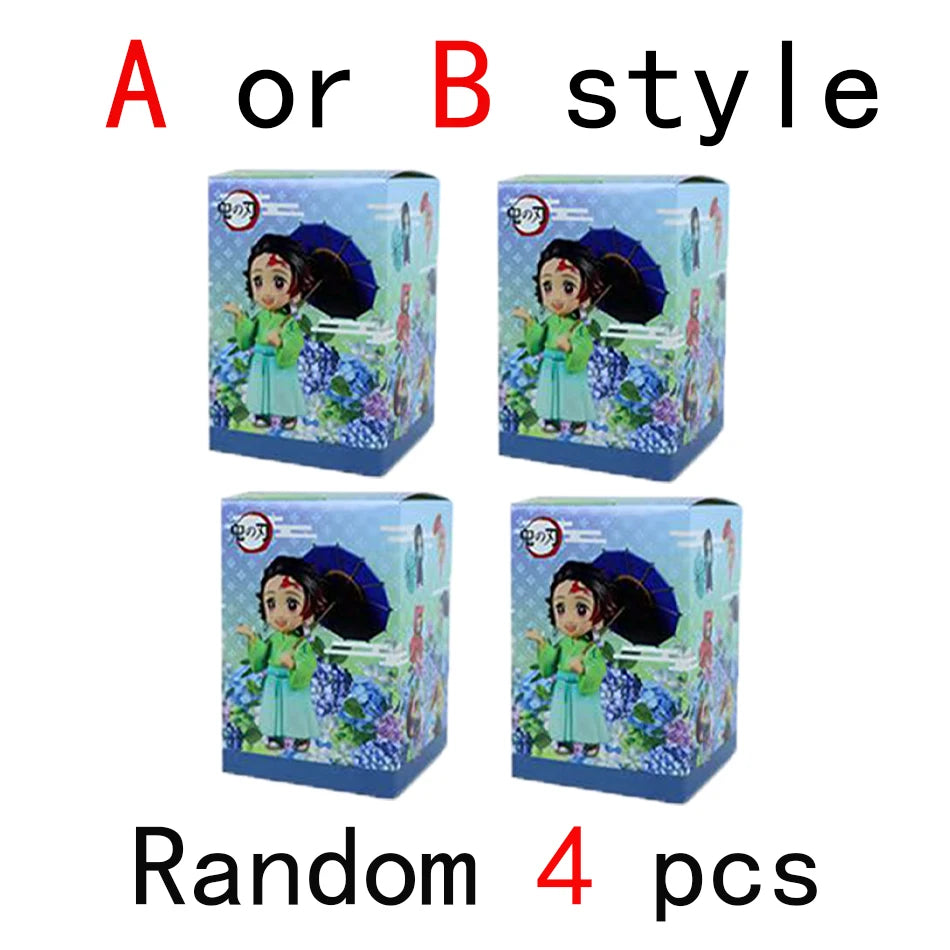 Demon Slayer Plum Rain Series Blind Box Nezuko Tanjiro Q Version PVC Figures Mystery Pack Birthday Christmas Gift