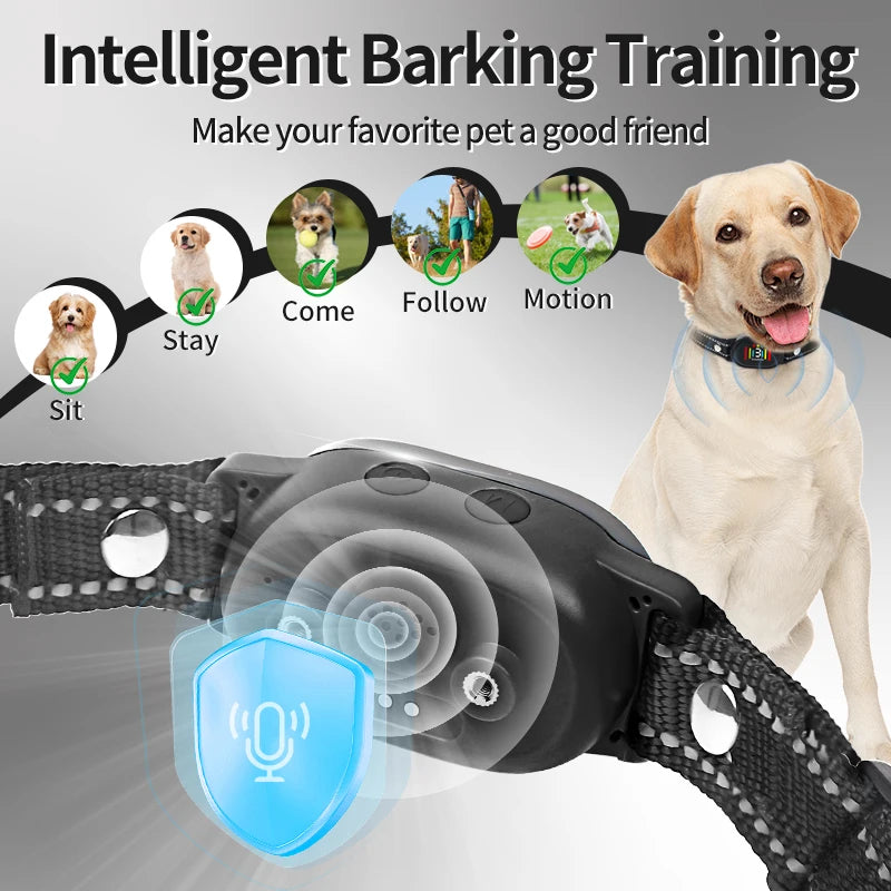 Smart Automatic Anti Barking Dog Collar Type-C Rechargeable Shock Vibration Stop Bark Collar Dog Training Collar All Size Dogs
