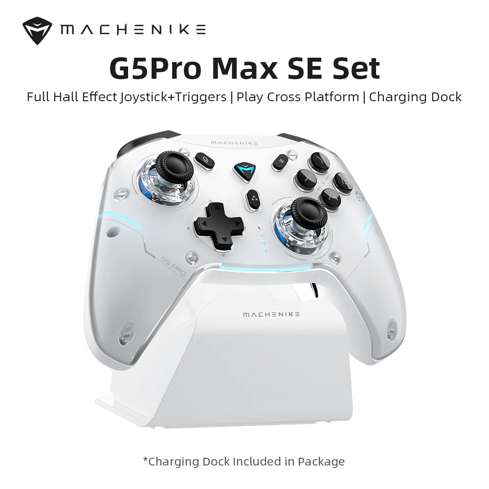 MACHENIKE G5Pro Max SE геймърски контролер, зарядна станция, опционални джойстици с Hall ефект, тригери с RGB светлина, безжичен геймпад