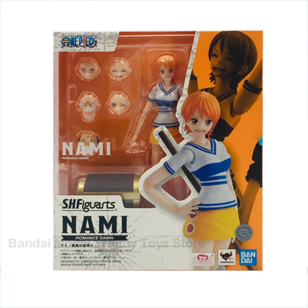 In Stock BANDAI SHF One Piece Model Kit Nami Romance Dawn Anime Action Figure Model Original Toys Ornament Gifts Collecting