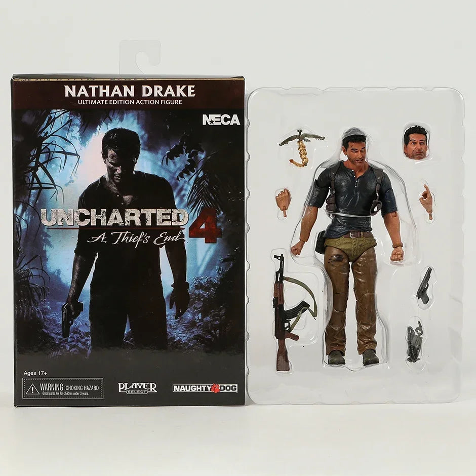 NECA Nathan Drake Uncharted 4 Action Figure Hand Made Toy Peripherals Collection Gift