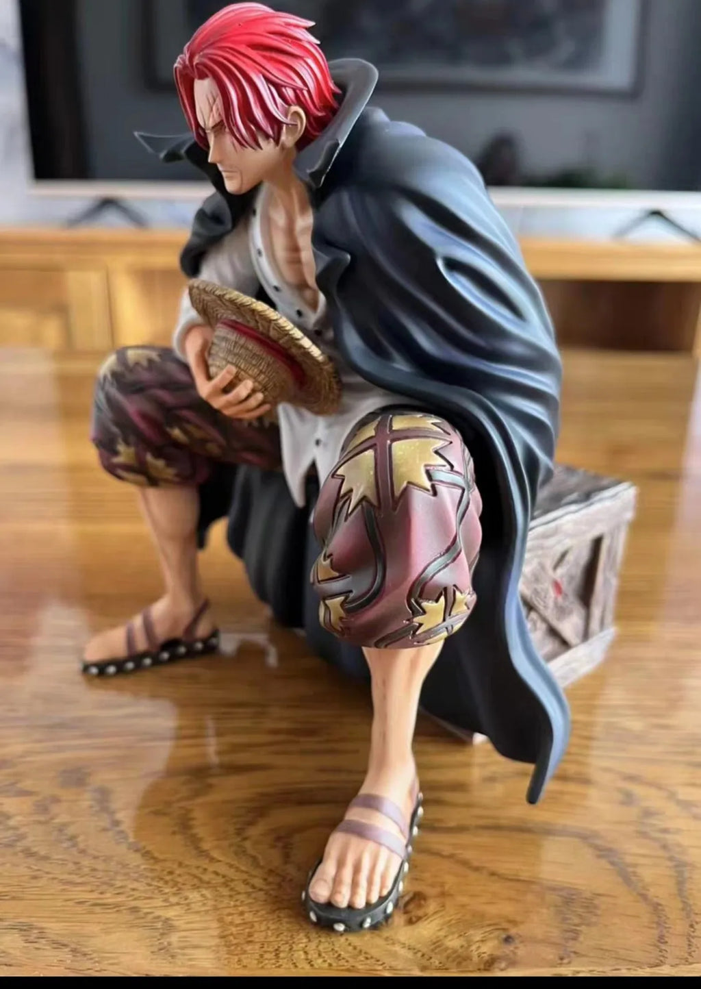 One Piece King Gk Anime Statue Modell Rote Haare Four Kings Shanks Bt Sitzhaltung Sammlerstück 17cm Ornament Actionfigur