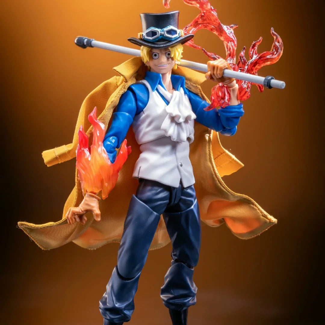 One piece SHF Anime Handmade Sabo tailored Generation Yellow long sleeved cloak Built In Iron Wire Is Suitable for 1/12 Toys