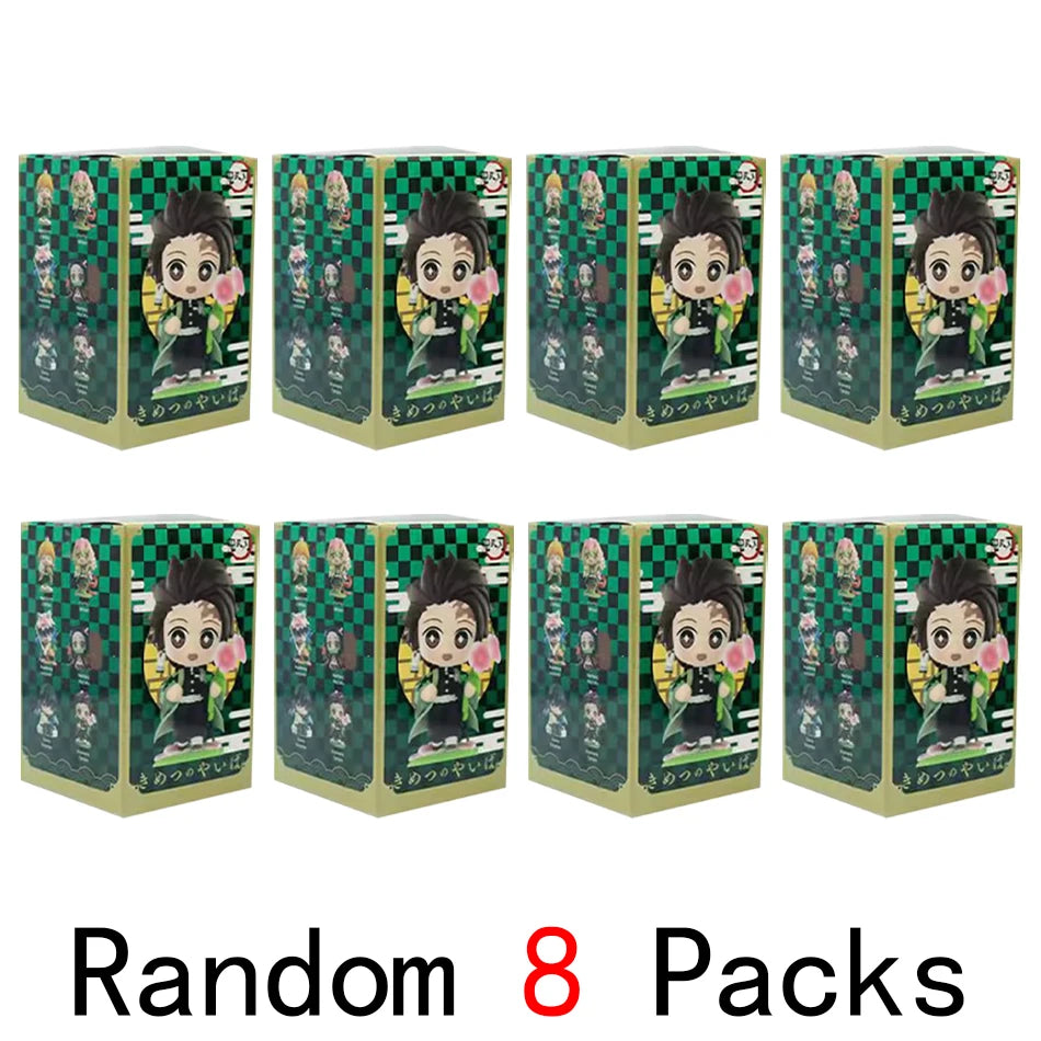 Anime 6Pcs/Set Q Version Demon Slayer Figurine  Boxed Model Ornament Accessory Cartoon Movability Kits Mascot Kid Toy Gift