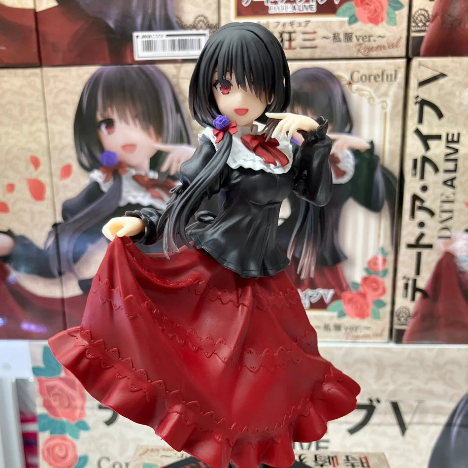 Neue DATE A LIVE Tokisaki Kurumi Anime-Figur, süßes Mädchen-Modellspielzeug aus PVC, schwarzes Kleid, zum Anziehen, stehendes Modellauto-Modell, Ornamente, Spielzeug