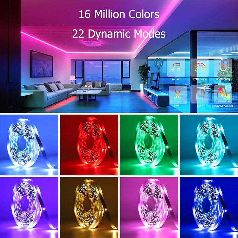 Tuya WiFi LED Strip Lights Smart Life USB 5050 RGB Lamp Tape TV PC Backlight Room Light Flexible Diode Work With Alexa Google