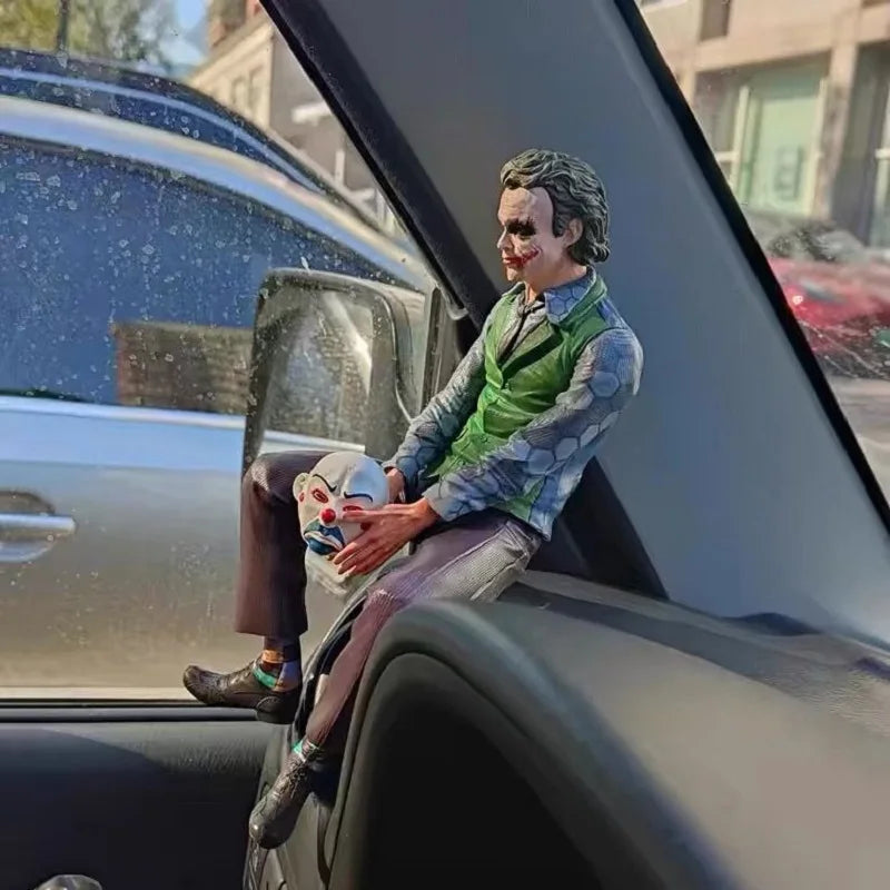 New Car Roof Decoration Joker Heath Ledger Sitting Posture Figures Car Doll Tail And Roof Pendant Model Statue Collectable Toys