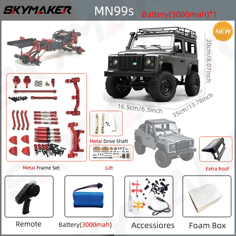 Neues MN99s MN98 1:12 MN-Modell RTR-Version RC-Auto 2.4G 4WD RC Rock Crawler Defender Fernbedienungsauto 1/12 RC-LKW-Autos Spielzeug