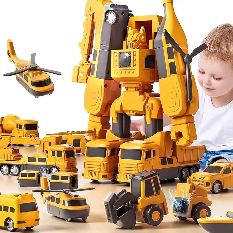 26/35pcs Transforming Robot Toys Set For Boys, 6 In 1 Magnetic Construction Trucks Transform Robot Play Vehicles With Storage Bo