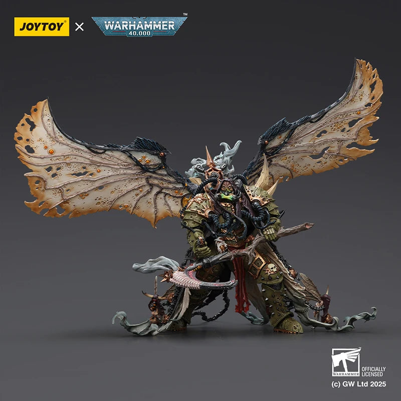 JOYTOY 1/18 Action Figures Mortarion Daemon Primarch of Nurgle with Ancient weapons‘The Lantern' and ‘Silence' Collectible Toys